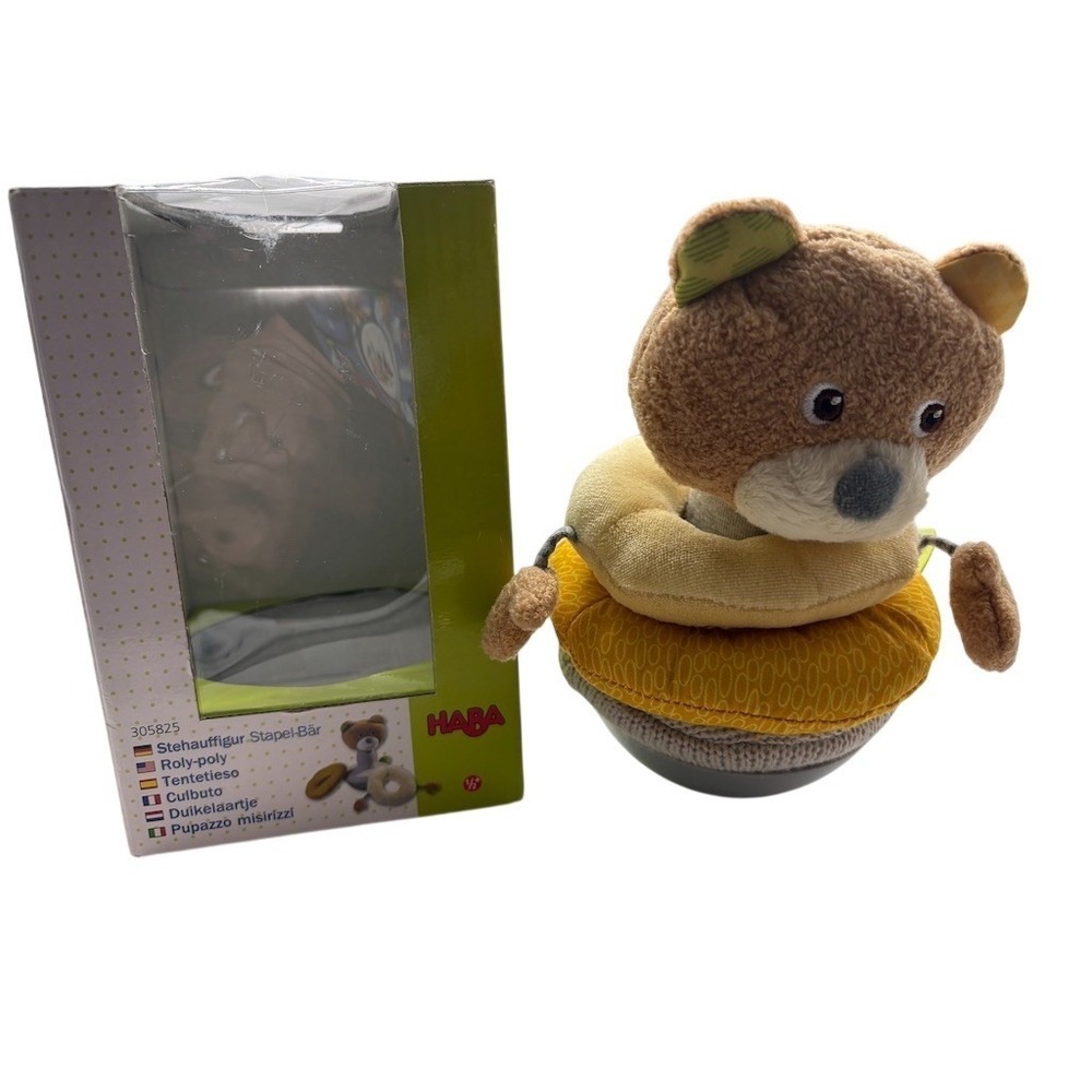 HABA Roly-Poly Stacking Bear Wobble Chime Baby Toy Multicolor 12M+ open box